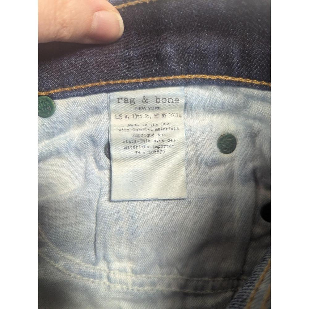 Rag & Bone Dre Jeans Womens 26 Blue Dark Wash Mid Rise Raw Hem USA Stretch - Picture 13 of 16